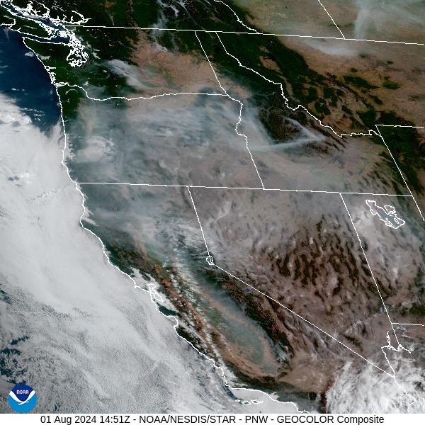 Thursday morning’s satellite shows some smoke along the High Line, with abundant smoke in parts of Oregon, Idaho, and Washington.